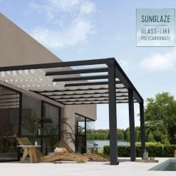 Pergola Adossée Stockholm 350x590cm Aluminium Gris Et Polycarbonate Avec Stores De Toit Rétractables – Palram - Canopia -Nesling Magasin pergola adossee stockholm 350x590cm aluminium gris et polycarbonate avec stores de toit retractables palram 3