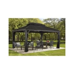 Pergola Alu Anthracite Et Acier Galvanisé Messina 3,63x4,83m - SOJAG