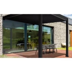 Pergola Bioclimatique Adossée En Alu Anthracite 3x3m Ombrea -Nesling Magasin pergola bioclimatique adossee en alu anthracite 3x3m ombrea 1