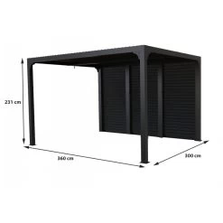 Pergola Bioclimatique Alu Anthracite 10,80m² Toit Avec Lames Ovales Aluminium + Ventelles Latérales Pour Côté 3,60m – HABRITA -Nesling Magasin pergola bioclimatique alu anthracite 1080m toit avec lames ovales aluminium ventelles laterales pour cote 360m habrita 2
