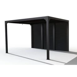 Pergola Bioclimatique Alu Anthracite 10,80m² Toit Avec Lames Ovales Aluminium + Ventelles Latérales Pour Côté 3,60m – HABRITA -Nesling Magasin pergola bioclimatique alu anthracite 1080m toit avec lames ovales aluminium ventelles laterales pour cote 360m habrita 3