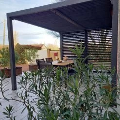 Pergola Bioclimatique Alu Anthracite 10,80m² Toit Avec Lames Ovales Aluminium + Ventelles Latérales Pour Côté 3,60m – HABRITA -Nesling Magasin pergola bioclimatique alu anthracite 1080m toit avec lames ovales aluminium ventelles laterales pour cote 360m habrita 5