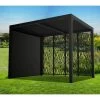 Pergola Bioclimatique Alu Anthracite 7,20m² Toit Avec Lames Ovales + 4 Panneaux Moucharabieh + 1 Rideau Gris – HABRITA -Nesling Magasin pergola bioclimatique alu anthracite 720m toit avec lames ovales 4 panneaux moucharabieh 1 rideau gris habrita