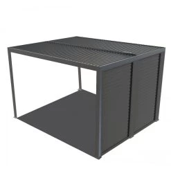 Pergola Bioclimatique Aluminium Anthracite 10,80m² Toit Avec Lames Ovales Aluminium + Ventelles Latérales Pour Côté 3m – HABRITA -Nesling Magasin pergola bioclimatique aluminium anthracite 1080m toit avec lames ovales aluminium ventelles laterales pour cote 3m habrita 2