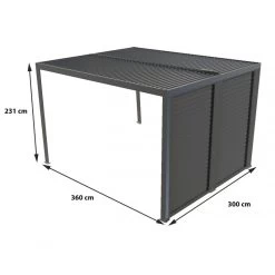 Pergola Bioclimatique Aluminium Anthracite 10,80m² Toit Avec Lames Ovales Aluminium + Ventelles Latérales Pour Côté 3m – HABRITA -Nesling Magasin pergola bioclimatique aluminium anthracite 1080m toit avec lames ovales aluminium ventelles laterales pour cote 3m habrita 3