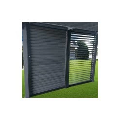Pergola Bioclimatique Aluminium Anthracite 10,80m² Toit Avec Lames Ovales Aluminium + Ventelles Latérales Pour Côté 3m – HABRITA -Nesling Magasin pergola bioclimatique aluminium anthracite 1080m toit avec lames ovales aluminium ventelles laterales pour cote 3m habrita 4