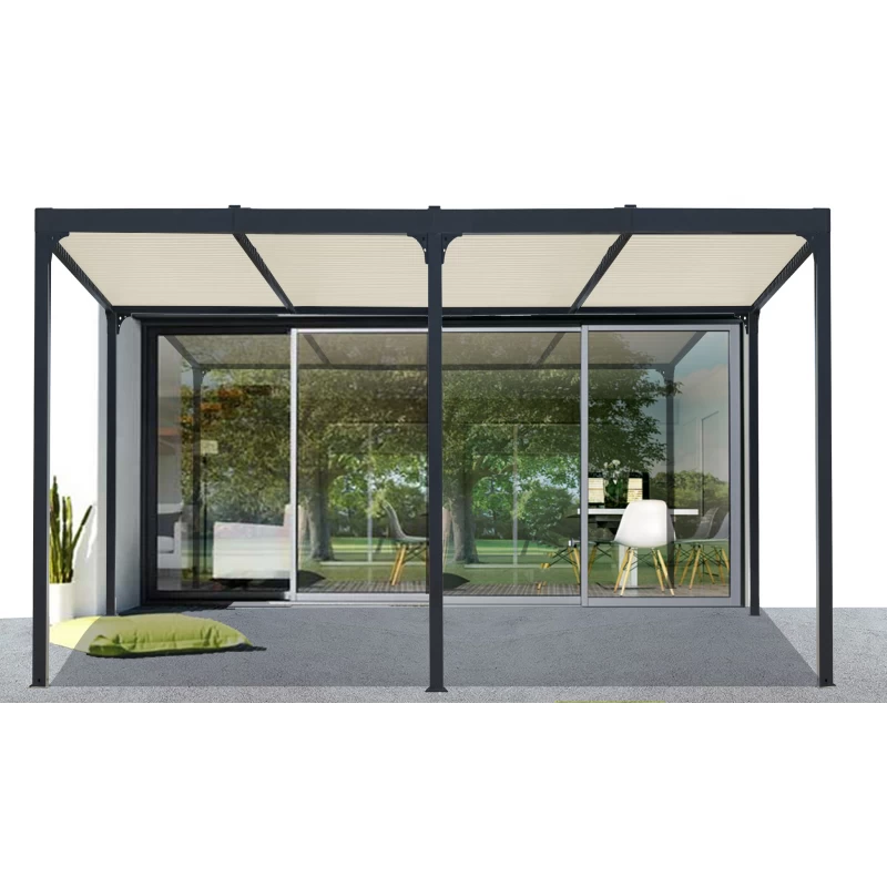 Pergola Bioclimatique Aluminium Anthracite 21,52m² + Toit Avec Lames Ovales écru HABRITA 4 Pergola Bioclimatique Aluminium Anthracite 21,52m² + Toit Avec Lames Ovales écru HABRITA – Image 2