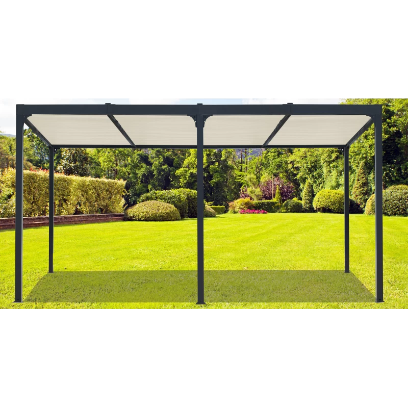 Pergola Bioclimatique Aluminium Anthracite 21,52m² + Toit Avec Lames Ovales écru HABRITA 5 Pergola Bioclimatique Aluminium Anthracite 21,52m² + Toit Avec Lames Ovales écru HABRITA – Image 3