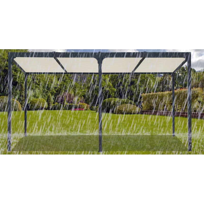 Pergola Bioclimatique Aluminium Anthracite 21,52m² + Toit Avec Lames Ovales écru HABRITA 6 Pergola Bioclimatique Aluminium Anthracite 21,52m² + Toit Avec Lames Ovales écru HABRITA – Image 4