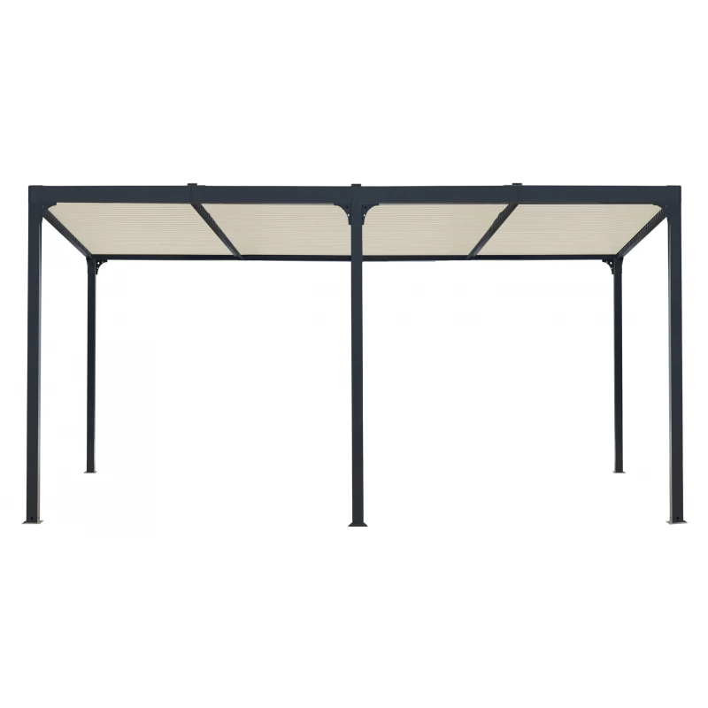 Pergola Bioclimatique Aluminium Anthracite 21,52m² + Toit Avec Lames Ovales écru HABRITA 3 Pergola Bioclimatique Aluminium Anthracite 21,52m² + Toit Avec Lames Ovales écru HABRITA
