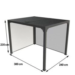 Pergola Bioclimatique Aluminium Anthracite 7,20m² Toit Avec Lames Ovales Aluminium + 2 Rideaux Gris Pour Les Côtés – HABRITA -Nesling Magasin pergola bioclimatique aluminium anthracite 720m toit avec lames ovales aluminium 2 rideaux gris pour les cotes habrita 2