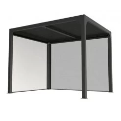 Pergola Bioclimatique Aluminium Anthracite 7,20m² Toit Avec Lames Ovales Aluminium + 2 Rideaux Gris Pour Les Côtés – HABRITA -Nesling Magasin pergola bioclimatique aluminium anthracite 720m toit avec lames ovales aluminium 2 rideaux gris pour les cotes habrita 3