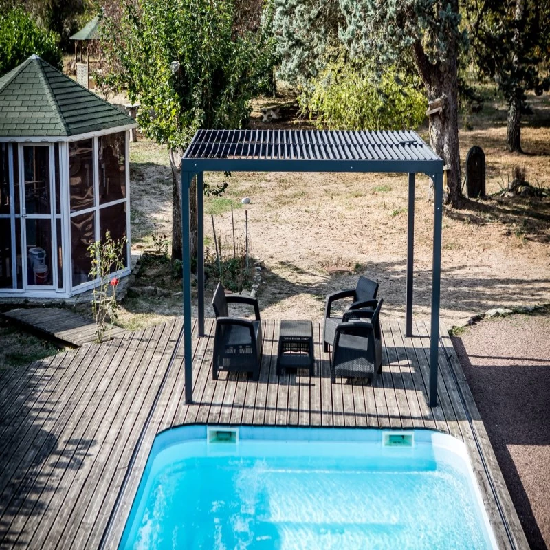 Pergola Bioclimatique Aluminium Anthracite 10,80m² + Toit Avec Lames Ovales Aluminium HABRITA 6 Pergola Bioclimatique Aluminium Anthracite 10,80m² + Toit Avec Lames Ovales Aluminium HABRITA – Image 4