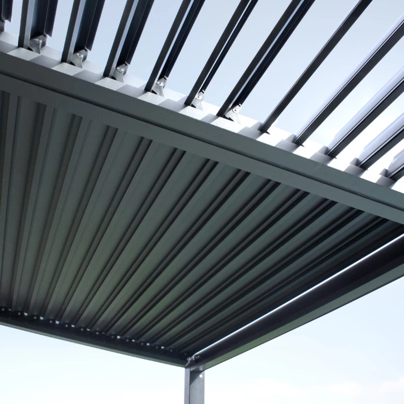Pergola Bioclimatique En Aluminium Avec Lames Orientables Grises Anthracite TRAMONTO - DCB Garden 6 Pergola Bioclimatique En Aluminium Avec Lames Orientables Grises Anthracite TRAMONTO - DCB Garden â Image 4