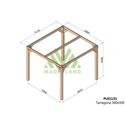 Nouvelles Arrivées -Nesling Magasin pergola en bois lamelle colle 300x300cm tarragona maderland 1