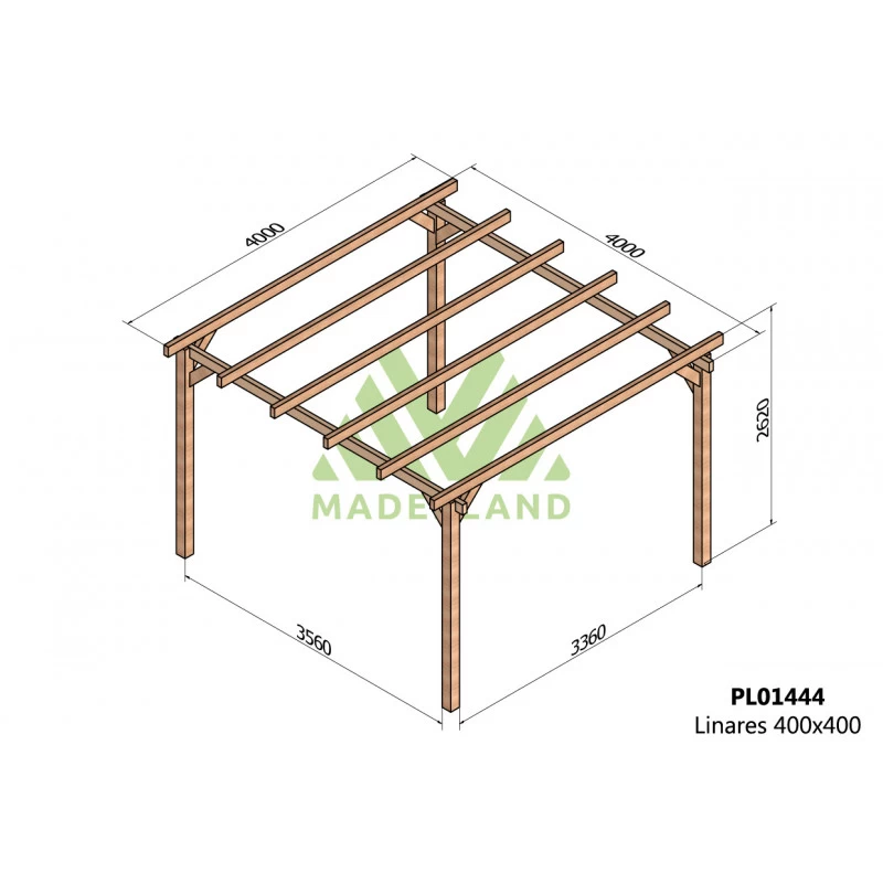 Pergola En Bois Lamellé-collé 400x400cm Linares – Maderland 4 Pergola En Bois Lamellé-collé 400x400cm Linares – Maderland – Image 2