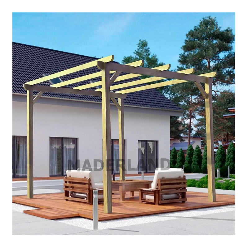 Pergola En Bois Massif Traité Autoclave 420x420cm Madrid – Maderland 3 Pergola En Bois Massif Traité Autoclave 420x420cm Madrid – Maderland