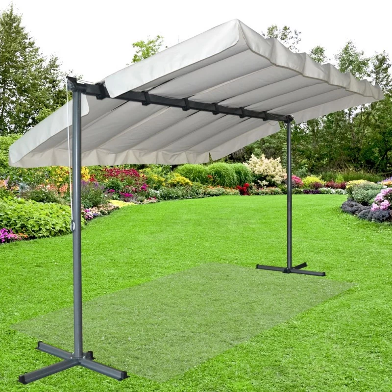 Pergola Marquise En Acier Anthracite 9m² Toile Pivotante Extensible En Polyester 200gr/m² écru - HABRITA 5 Pergola Marquise En Acier Anthracite 9m² Toile Pivotante Extensible En Polyester 200gr/m² écru - HABRITA – Image 3