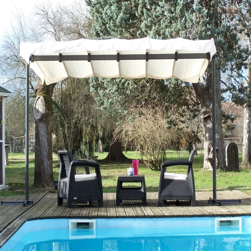 Pergola Marquise En Acier Anthracite 9m² Toile Pivotante Extensible En Polyester 200gr/m² écru - HABRITA 6 Pergola Marquise En Acier Anthracite 9m² Toile Pivotante Extensible En Polyester 200gr/m² écru - HABRITA – Image 4