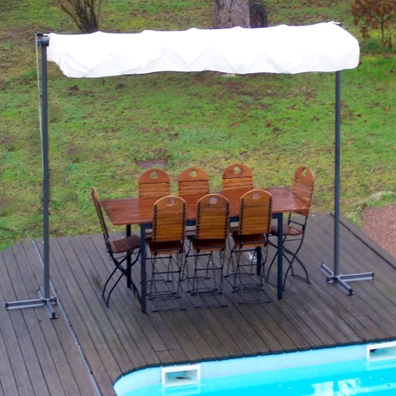Pergola Marquise En Acier Anthracite 9m² Toile Pivotante Extensible En Polyester 200gr/m² écru - HABRITA 7 Pergola Marquise En Acier Anthracite 9m² Toile Pivotante Extensible En Polyester 200gr/m² écru - HABRITA – Image 5