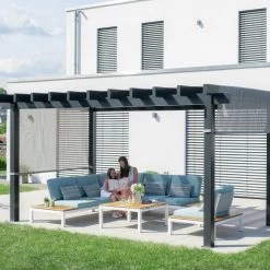 Pergola Yamba 14,6m² En Aluminium Anthracite Avec Store Rétractable - SOJAG