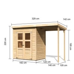 Petit Abri De Jardin En Bois 2,22m² Merseburg 2 + Appentis - Karibu -Nesling Magasin petit abri de jardin en bois 222m merseburg 2 appntis karibu 2