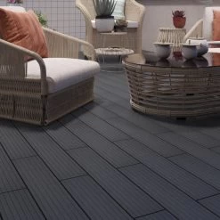 Plancher En Bois Composite - Lot De 0,6m² - Lames Clipsables - Gris - Compolife