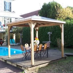 Kiosque Pool House En Bois Thermo Traité 12,32m² BLUETERM, Sans Parois - HABRITA