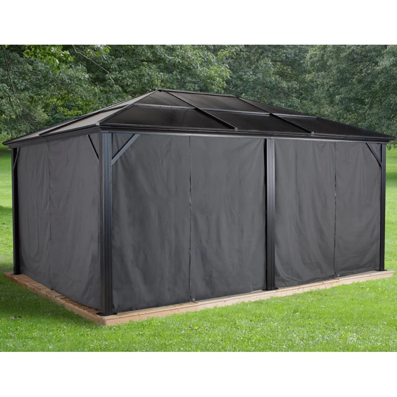 Rideaux Occultants En Polyester Gris Pour Pergola Meridien 12x16 - SOJAG 3 Rideaux Occultants En Polyester Gris Pour Pergola Meridien 12x16 - SOJAG