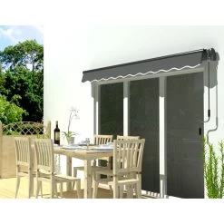 Store Banne Motorisé 395x300cm EASY Toile Polyester Grise - X-METAL -Nesling Magasin store banne motorise 395x300cm easy toile polyester grise x metal 2