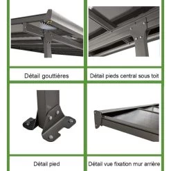 Toit De Terrasse 12,83m² Aluminium Anthracite Et Polycarbonate Habrita -Nesling Magasin toit de terrasse 1283m aluminium anthracite et polycarbonate habrita 2