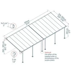 Toit De Terrasse 300x851cm En Aluminium Gris Et Polycarbonate 8mm FERIA - Canopia By Palram -Nesling Magasin toit de terrasse 300x851cm en aluminium gris et polycarbonate 8mm feria palram 2