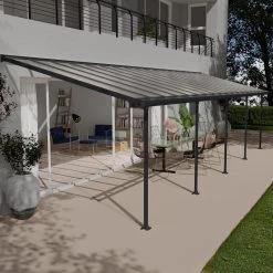 Toit De Terrasse 300x971cm En Aluminium Gris Et Polycarbonate 8mm FERIA - Canopia By Palram