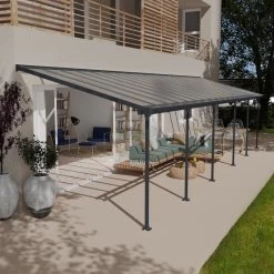 Toit De Terrasse 300x1035cm En Aluminium Gris Et Polycarbonate 8mm FERIA - Canopia By Palram