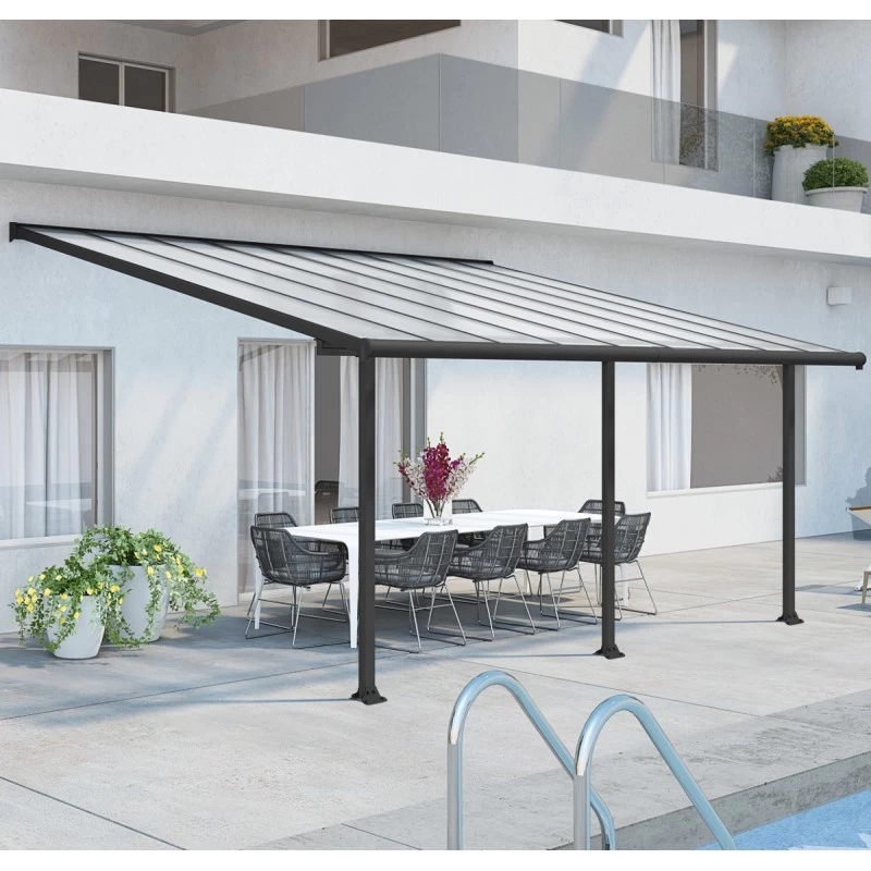 Toit De Terrasse En Aluminium Gris 3x5,46m + PC 16mm Olympia - Palram - Canopia 3 Toit De Terrasse En Aluminium Gris 3x5,46m + PC 16mm Olympia - Palram - Canopia