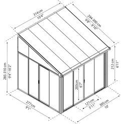 Véranda 300x305cm En Aluminium Blanc Et Polycarbonate 8mm Sanremo - Canopia By Palram -Nesling Magasin veranda 300x425cm en aluminium blanc et polycarbonate 8mm sanremo palram canopia 2